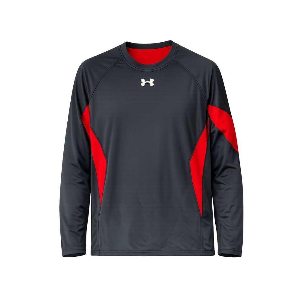 Under Armour ColdGear Fitted Compression Shirt Mens XL Black Red Long Sleeve Ath